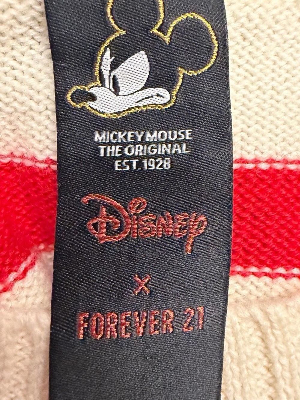 Forever 21 Ivory Crewneck Sweater with Red and Black Stripes - Picture 4 of 4